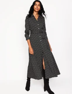 Kleider & Jumpsuits | Kleider In Petite | Boden Marcia Midi-Hemdblusenkleid aus Jersey- Black
