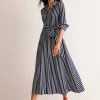 Kleider & Jumpsuits | Kleider In Petite | Boden Marcia Midi-Hemdblusenkleid aus Jersey-Marineblau, Naturweiß Streifen Marineblau,NaturweißStreifen