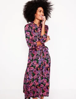 Kleider & Jumpsuits | Kleider In Petite | Boden Marcia Midi-Hemdblusenkleid aus Jersey-Bunt, Botanisches Paisleymuster Bunt,BotanischesPaisleymuster