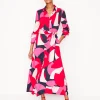 Kleider & Jumpsuits | Kleider In Petite | Boden Marcia Midi-Hemdblusenkleid aus Jersey-Mohnblumenrot, Motiv Geometric Shuffle Mohnblumenrot,MotivGeometricShuffle