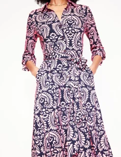 Kleider & Jumpsuits | Kleider In Petite | Boden Marcia Midi-Hemdblusenkleid aus Jersey-Milchshake, Dekorative Blumen Milchshake,DekorativeBlumen