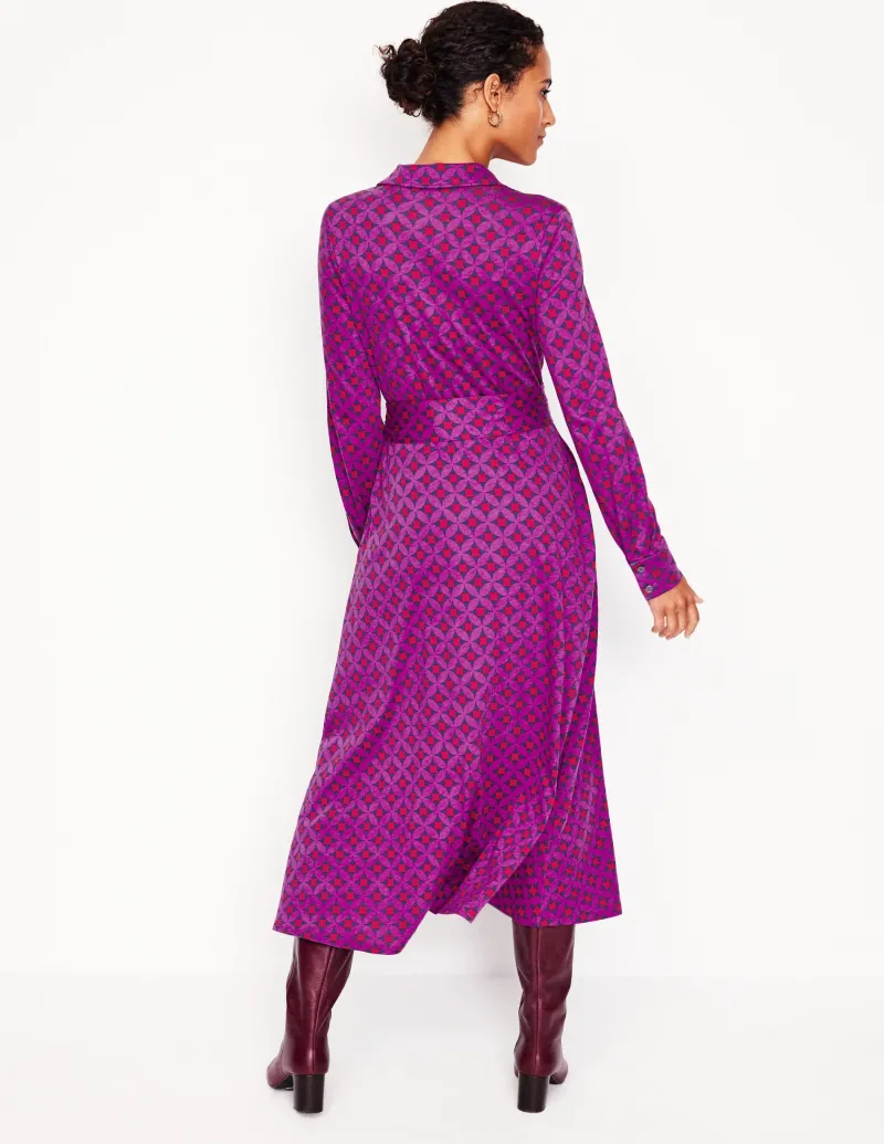 Kleider & Jumpsuits | Kleider In Petite | Boden Marcia Midi-Hemdblusenkleid aus Jersey-Königliches Purpur, Motiv Diamond Terrace KöniglichesPurpur,MotivDiamondTerrace
