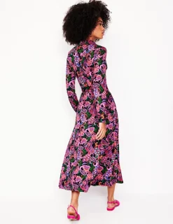 Kleider & Jumpsuits | Kleider In Petite | Boden Marcia Midi-Hemdblusenkleid aus Jersey-Bunt, Botanisches Paisleymuster Bunt,BotanischesPaisleymuster