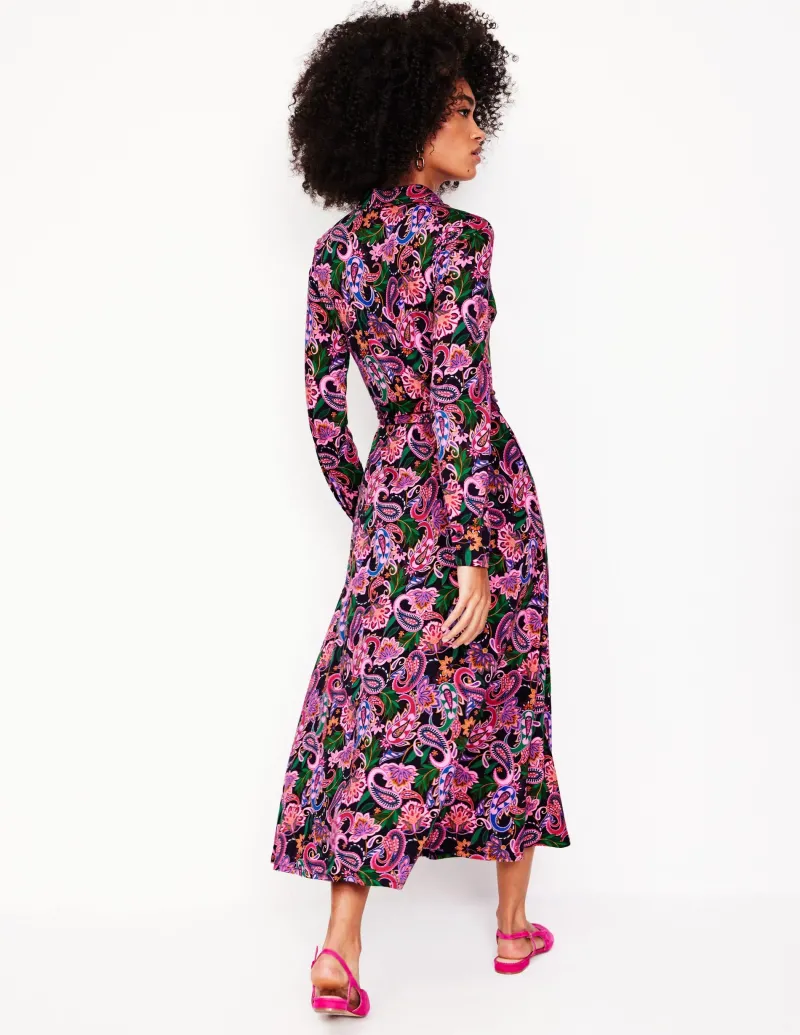 Kleider & Jumpsuits | Kleider In Petite | Boden Marcia Midi-Hemdblusenkleid aus Jersey-Bunt, Botanisches Paisleymuster Bunt,BotanischesPaisleymuster