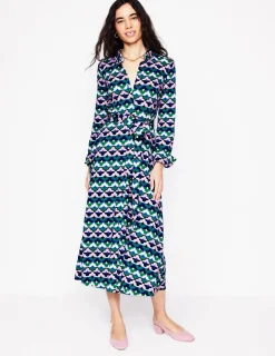 Kleider & Jumpsuits | Kleider In Petite | Boden Marcia Midi-Hemdblusenkleid aus Jersey-Smaragdgrün, Glücksklee Smaragdgrün,Glücksklee