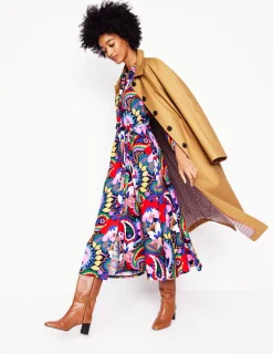 Kleider & Jumpsuits | Kleider In Petite | Boden Marcia Midi-Hemdblusenkleid aus Jersey-Bunt, Botanik-Paisley Bunt,Botanik-Paisley