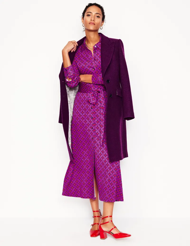 Kleider & Jumpsuits | Kleider In Petite | Boden Marcia Midi-Hemdblusenkleid aus Jersey-Königliches Purpur, Motiv Diamond Terrace KöniglichesPurpur,MotivDiamondTerrace