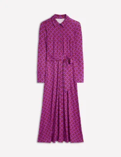Kleider & Jumpsuits | Kleider In Petite | Boden Marcia Midi-Hemdblusenkleid aus Jersey-Königliches Purpur, Motiv Diamond Terrace KöniglichesPurpur,MotivDiamondTerrace