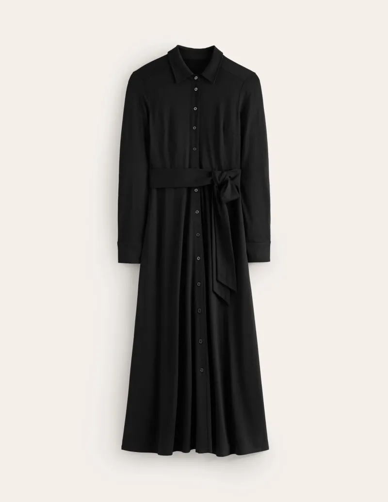 Kleider & Jumpsuits | Midi | Boden Marcia Midi-Hemdblusenkleid aus Jersey- Schwarz