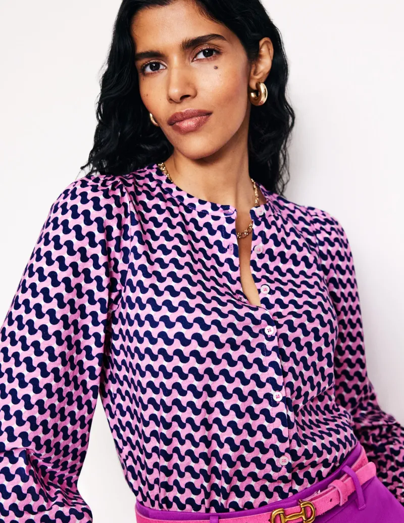 Oberteile | T-shirts & Tops | Boden Marina Jersey-Hemd-Mondlicht-Mauve, Motiv Terrace Swirl Mondlicht-Mauve,MotivTerraceSwirl