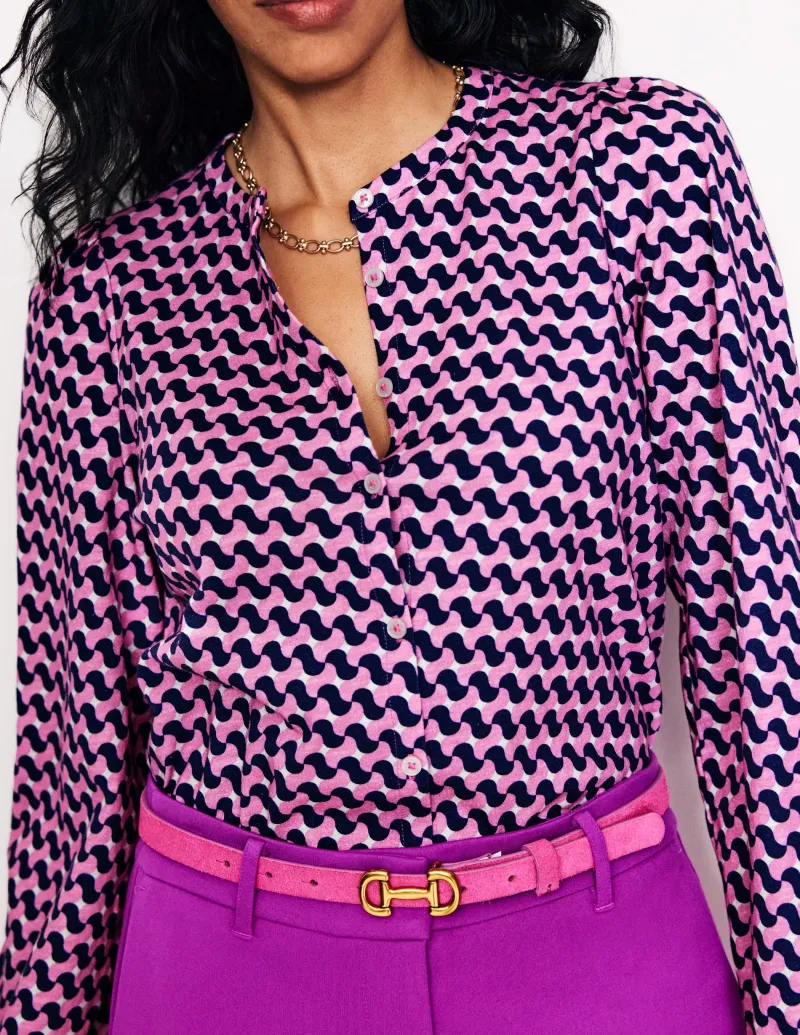 Oberteile | T-shirts & Tops | Boden Marina Jersey-Hemd-Mondlicht-Mauve, Motiv Terrace Swirl Mondlicht-Mauve,MotivTerraceSwirl