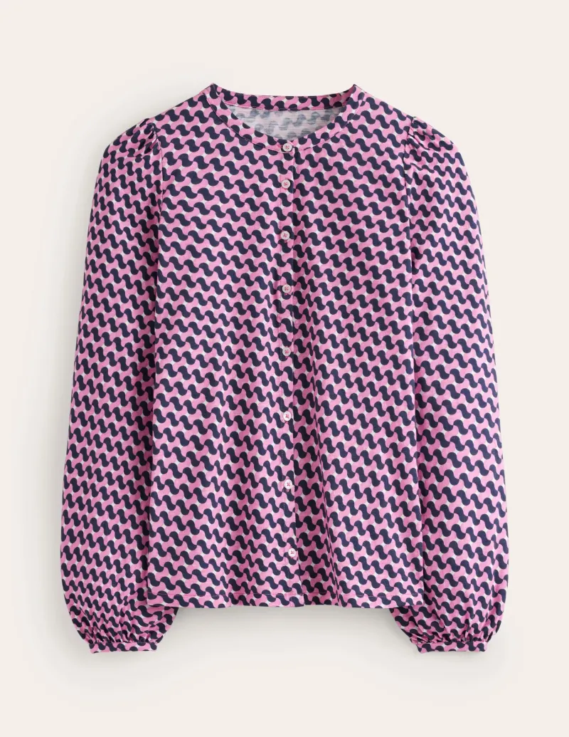 Oberteile | T-shirts & Tops | Boden Marina Jersey-Hemd-Mondlicht-Mauve, Motiv Terrace Swirl Mondlicht-Mauve,MotivTerraceSwirl