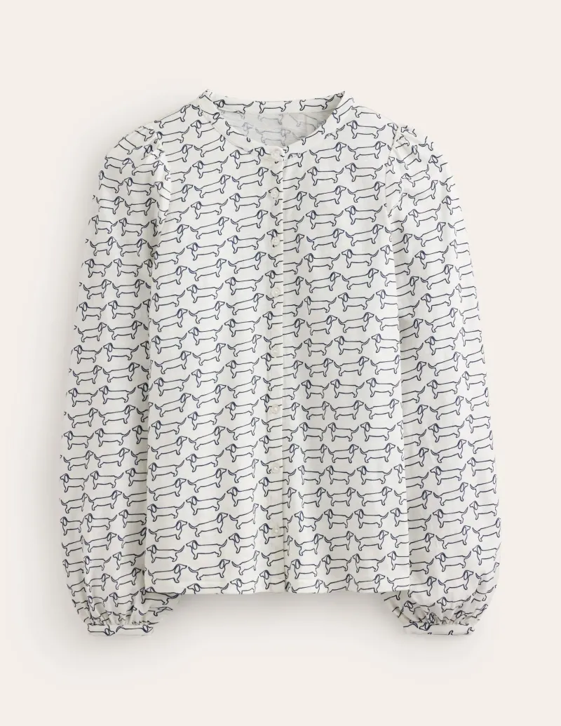 Oberteile | T-shirts & Tops | Boden Marina Jersey-Hemd-Naturweiß, Dackel Naturweiß,Dackel