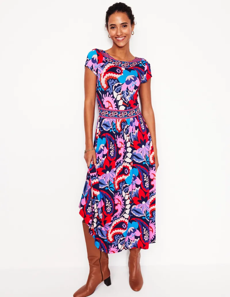 Kleider & Jumpsuits | Midi | Boden Melanie Jersey-Midikleid-Französisches Marineblau, botanisches Paisleymuster FranzösischesMarineblau,botanischesPaisleymuster
