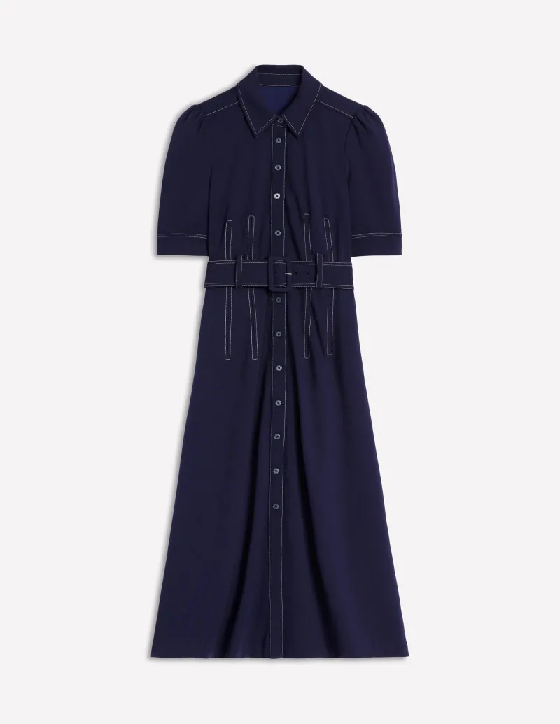 Kleider & Jumpsuits | Midi | Boden Modisches Ponte-Hemdblusenkleid- Marineblaue