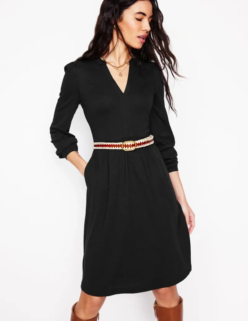 Kleider & Jumpsuits | Knielang | Boden Naomi Lockeres Jersey-Kleid- Schwarz
