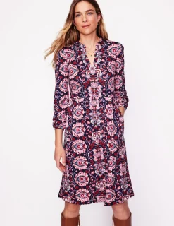 Kleider & Jumpsuits | Kleider In Petite | Boden Naomi Lockeres Jersey-Kleid-Altrosa, Motiv Bloom Trellis Altrosa,MotivBloomTrellis