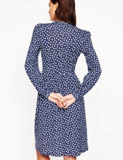 Kleider & Jumpsuits | Kleider In Petite | Boden Naomi Lockeres Jersey-Kleid-Französisches Marineblau, Abstrakte Punkte FranzösischesMarineblau,AbstraktePunkte