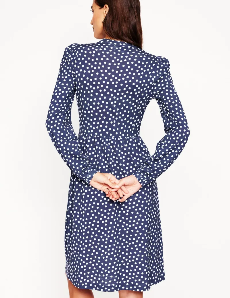 Kleider & Jumpsuits | Kleider In Petite | Boden Naomi Lockeres Jersey-Kleid-Französisches Marineblau, Abstrakte Punkte FranzösischesMarineblau,AbstraktePunkte