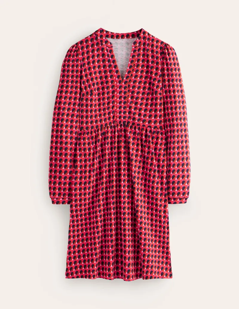 Kleider & Jumpsuits | Kleider In Petite | Boden Naomi Lockeres Jersey-Kleid-Rouge-Rot, Motiv Sphere Geo Rouge-Rot,MotivSphereGeo