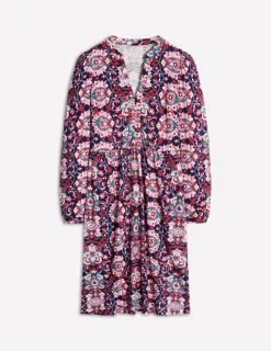 Kleider & Jumpsuits | Kleider In Petite | Boden Naomi Lockeres Jersey-Kleid-Altrosa, Motiv Bloom Trellis Altrosa,MotivBloomTrellis