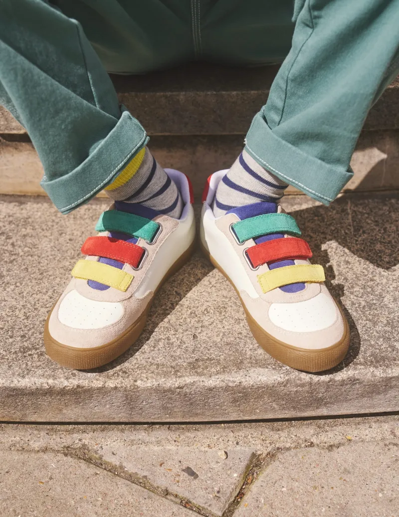 Schuhe, Turnschuhe & Sandalen | Boden Niedrige Sneaker aus Leder-Weiß und Bunt Blockfarben WeißundBuntBlockfarben