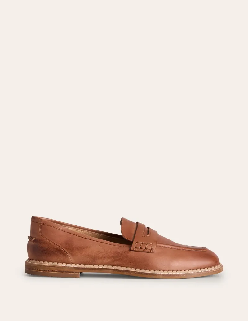 Flache Schuhe | Loafer | Boden Nya Strukturierte Pennyloafer-Hellbraun brüniertes Leder HellbraunbrüniertesLeder