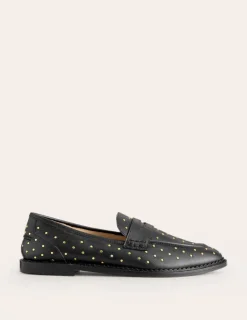 Flache Schuhe | Loafer | Boden Nya Strukturierte Pennyloafer-Schwarze Nieten SchwarzeNieten