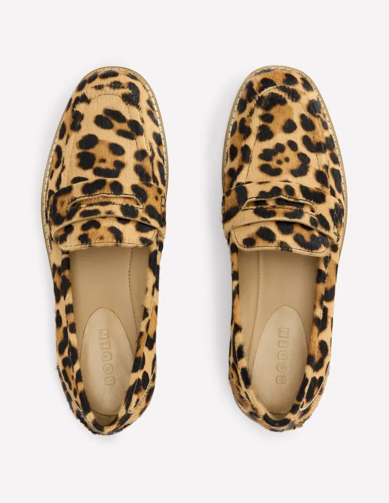 Flache Schuhe | Loafer | Boden Nya Strukturierte Pennyloafer-Klassisches Leopardenmuster KlassischesLeopardenmuster