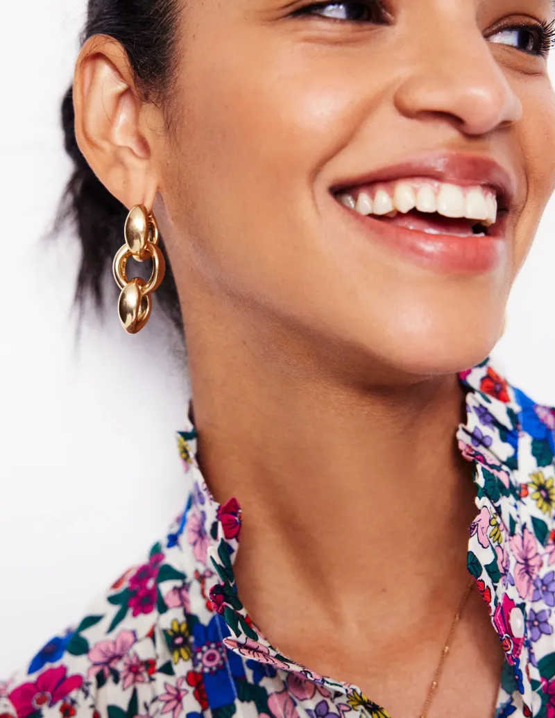 Schmuck | Boden Ohrringe mit groben Kettengliedern- Gold