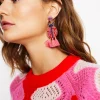 Schmuck | Boden Ohrringe mit Perlenmotiv- Rot