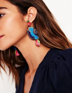 Schmuck | Boden Ohrringe mit Perlenmotiv- Vogel