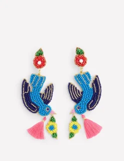Schmuck | Boden Ohrringe mit Perlenmotiv- Vogel