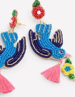 Schmuck | Boden Ohrringe mit Perlenmotiv- Vogel