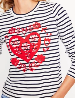 T-shirts & Tops | Oberteile | Boden Originelles Jersey-Oberteil mit langen Ärmeln-Naturweiß, Marineblau Herz Naturweiß,MarineblauHerz