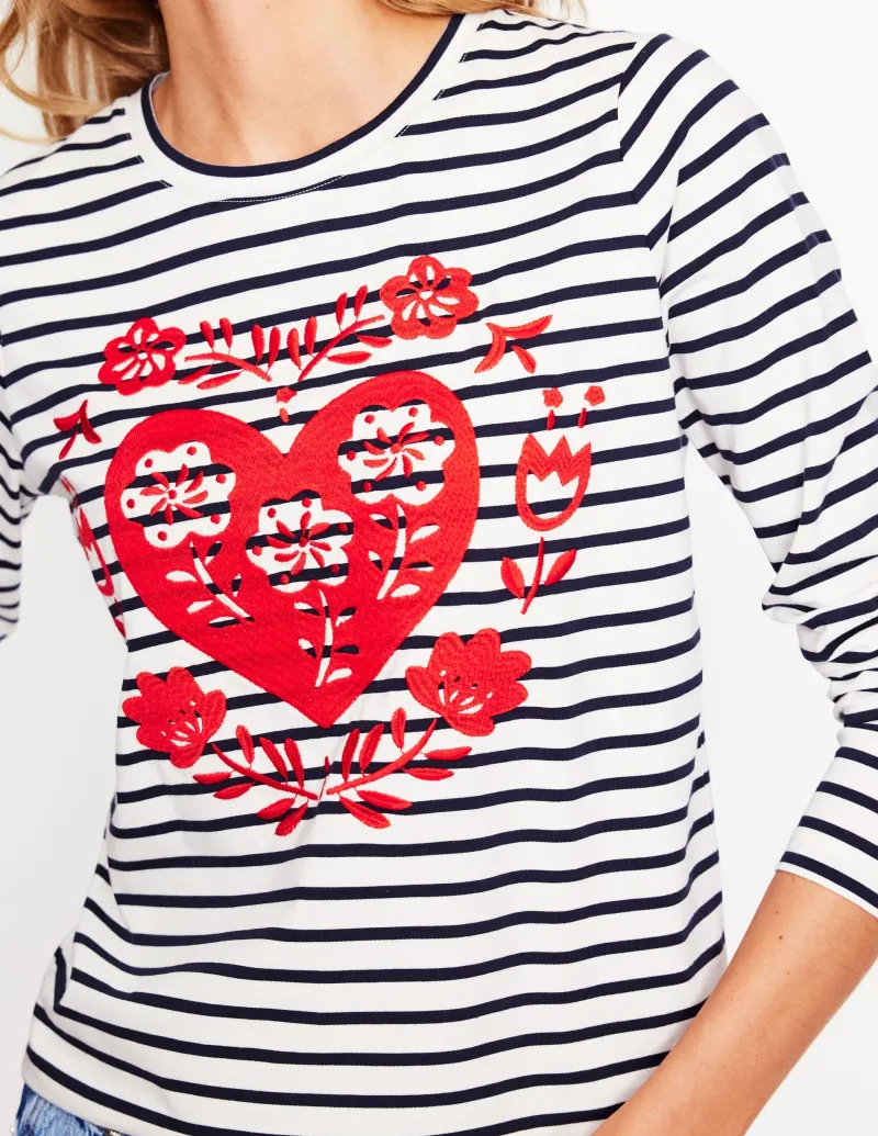 T-shirts & Tops | Oberteile | Boden Originelles Jersey-Oberteil mit langen Ärmeln-Naturweiß, Marineblau Herz Naturweiß,MarineblauHerz