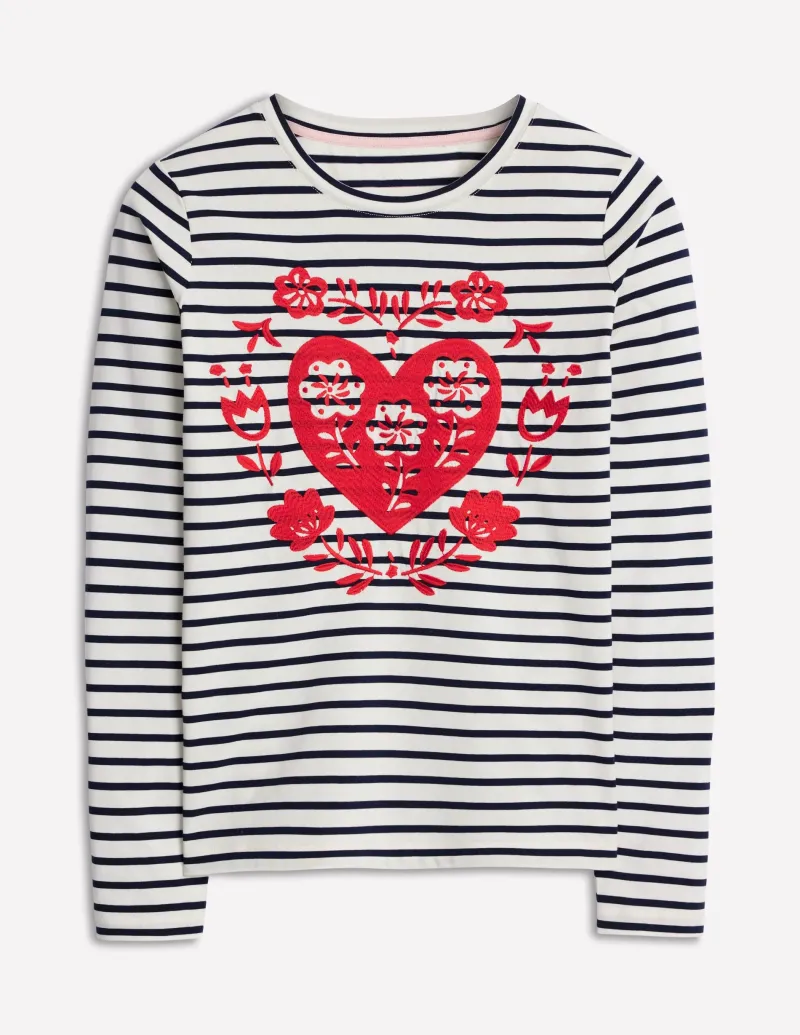 T-shirts & Tops | Oberteile | Boden Originelles Jersey-Oberteil mit langen Ärmeln-Naturweiß, Marineblau Herz Naturweiß,MarineblauHerz