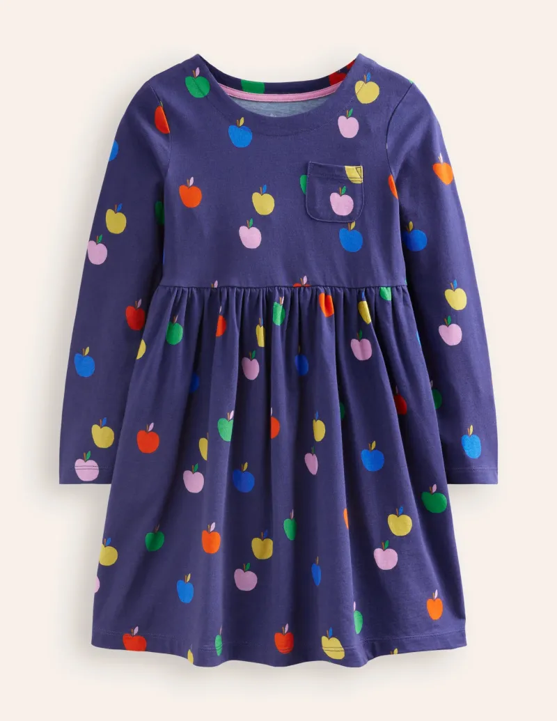 Kleider | Boden Originelles langärmeliges Jerseykleid-Schuluniform-Marineblau Regenbogen Äpfel Schuluniform-MarineblauRegenbogenÄpfel