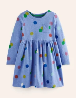 Kleider | Boden Originelles langärmeliges Jerseykleid-Blau Meliert, Gepunktet BlauMeliert,Gepunktet