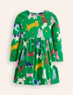 Kleider | Boden Originelles langärmeliges Jerseykleid-Grün Park Spielende Tiere GrünParkSpielendeTiere