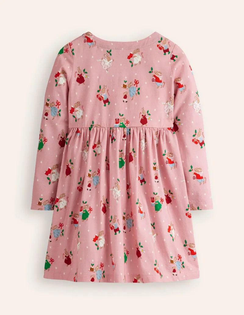 Kleider | Boden Originelles langärmeliges Jerseykleid-Vintage-Rosa Festlich Hase Vintage-RosaFestlichHase