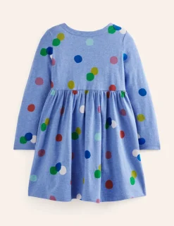 Kleider | Boden Originelles langärmeliges Jerseykleid-Blau Meliert, Gepunktet BlauMeliert,Gepunktet