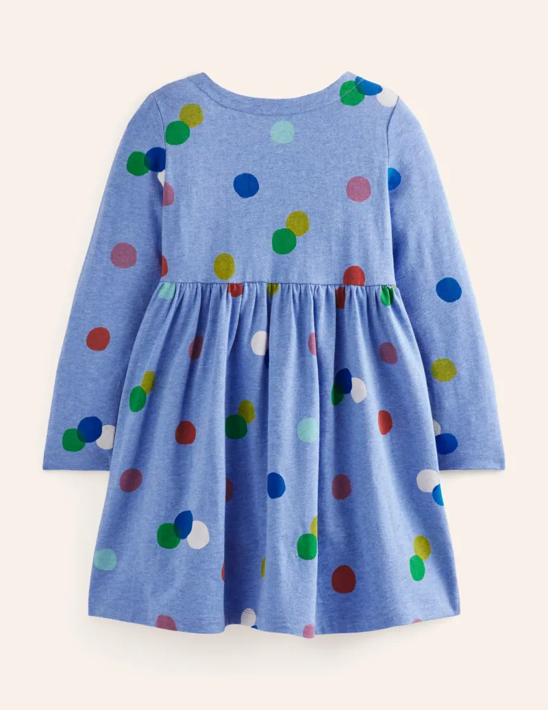 Kleider | Boden Originelles langärmeliges Jerseykleid-Blau Meliert, Gepunktet BlauMeliert,Gepunktet