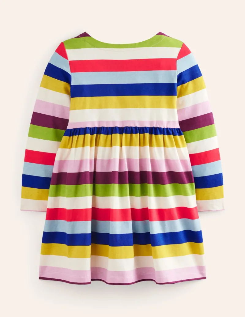 Kleider | Boden Originelles langärmeliges Jerseykleid-Bunte Regenbogenstreifen BunteRegenbogenstreifen