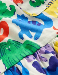 Kleider | Boden Originelles langärmeliges Jerseykleid-Bunt Haferbeige Regenbogen Tiere BuntHaferbeigeRegenbogenTiere