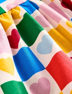Kleider | Boden Originelles langärmeliges Jerseykleid-Bunt Schachbrettmuster Herzen BuntSchachbrettmusterHerzen