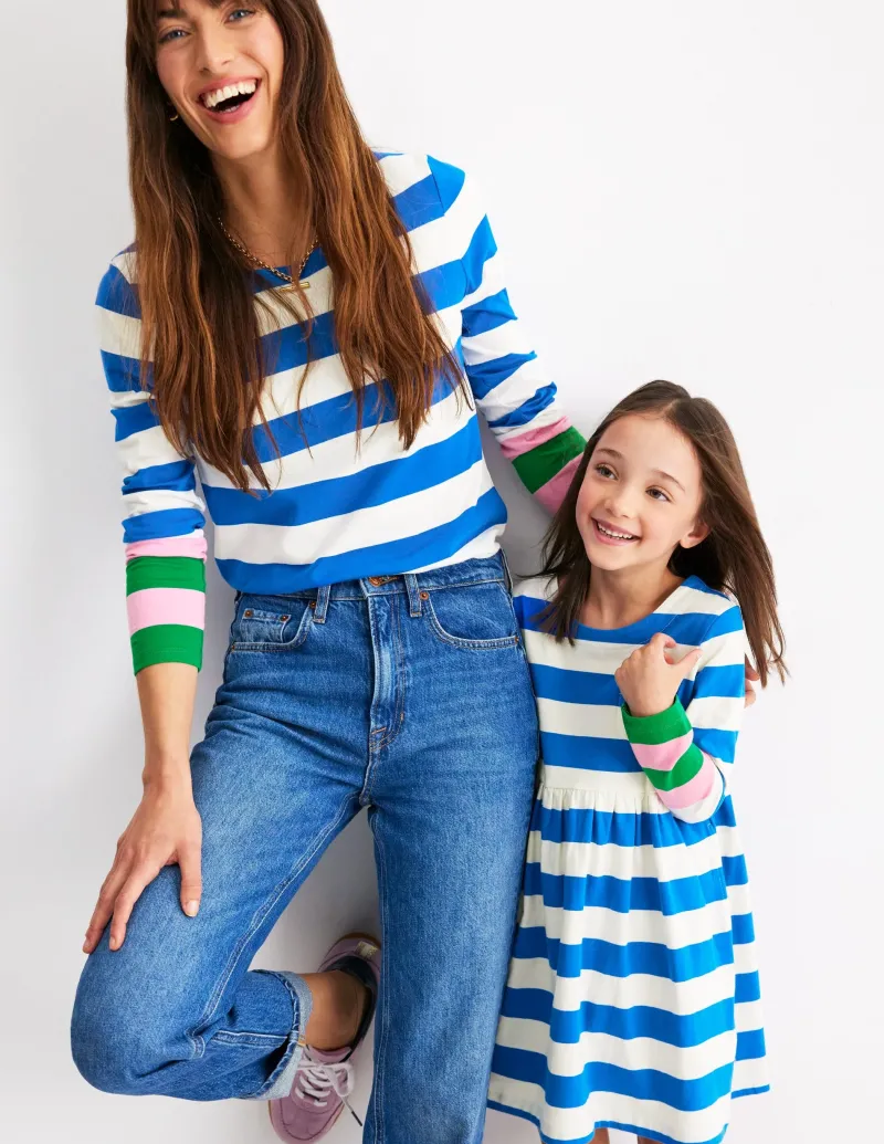 Kleider | Boden Originelles langärmeliges Jerseykleid-Galerieblau/Naturweiß Streifen Galerieblau/NaturweißStreifen