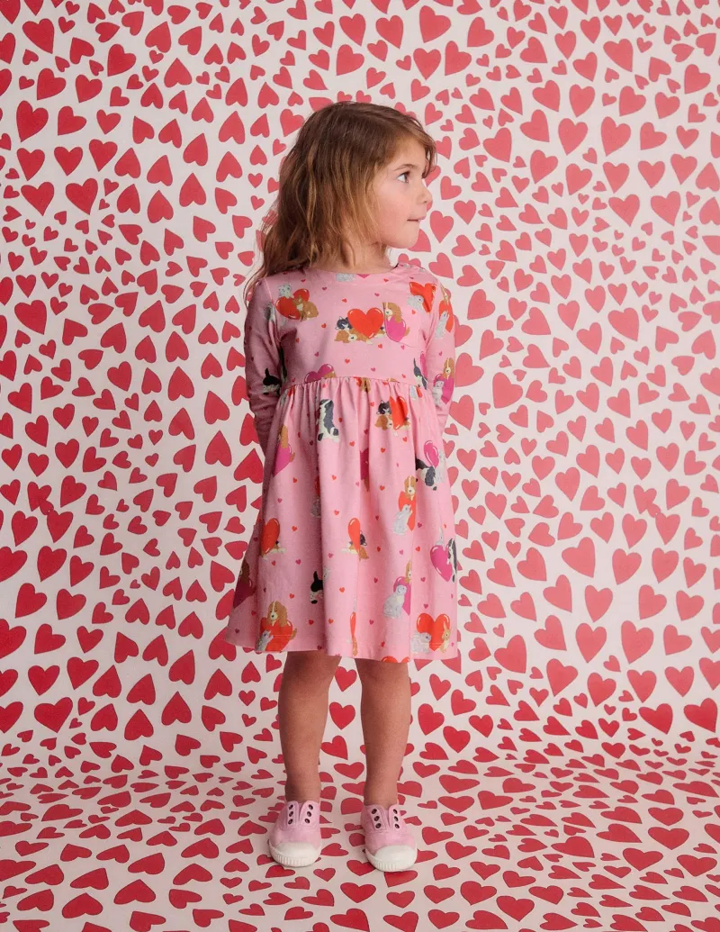 Kleider | Boden Originelles langärmeliges Jerseykleid-Kreiderosa Valentinstag Haustiere KreiderosaValentinstagHaustiere