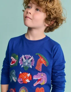 Oberteile & T-shirts | Boden Originelles Superstitch-T-Shirt mit Gittermotiv-Saphirblau Dino SaphirblauDino