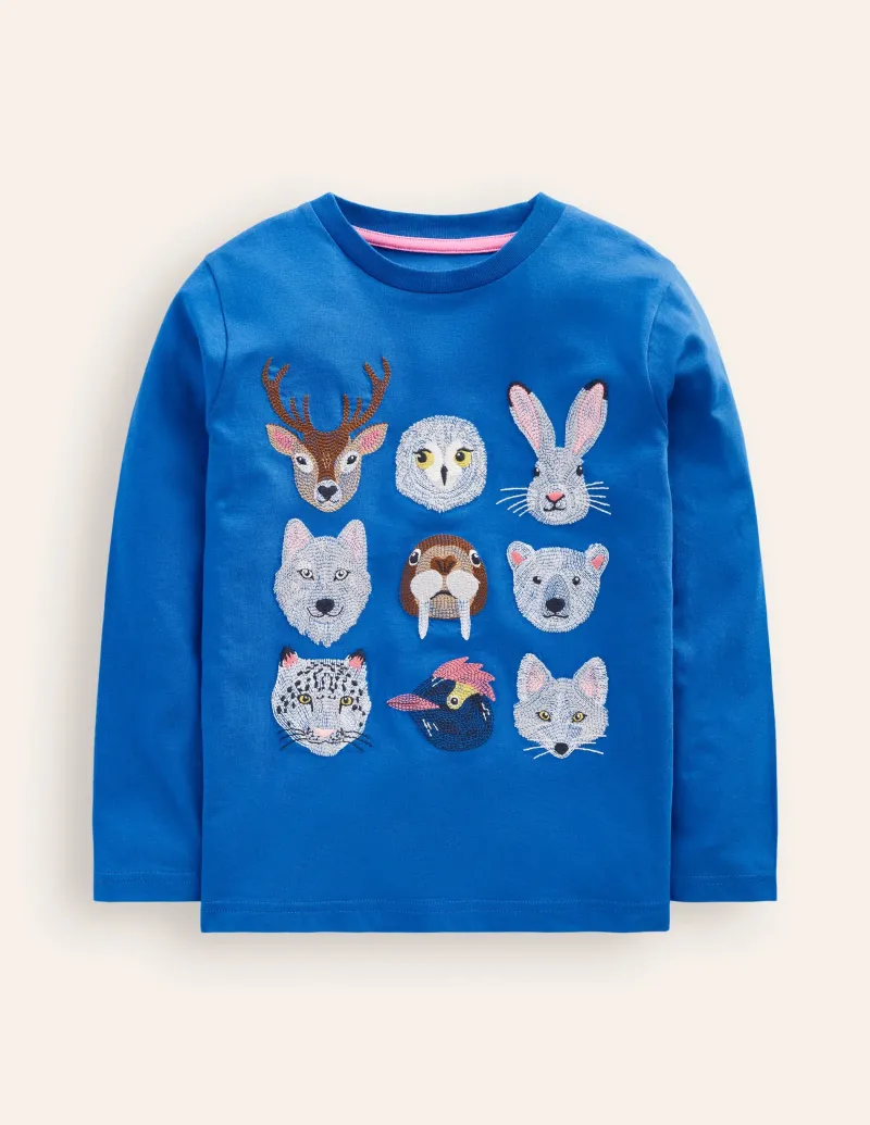 Oberteile & T-shirts | Boden Originelles Superstitch-T-Shirt mit Gittermotiv-Griechisches Blau Tiere der Arktis GriechischesBlauTierederArktis